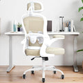 TUKAKA Ergonomic Office Chair,Ultra Thick Office Desk Chair with Adjustable Lumbar Support and Headrest,Spring Cushion,Rocking Function,Flip-up arms,Mesh Computer Chair for Home Office,Khaki