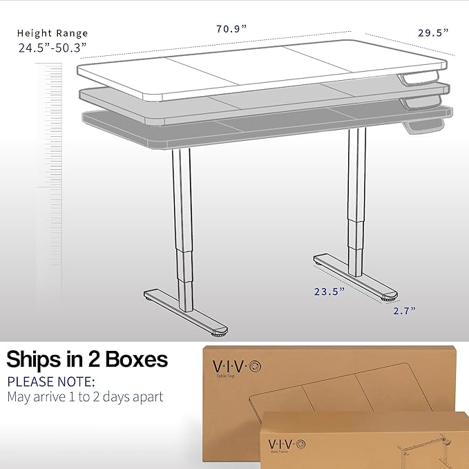 VIVO Electric Dry Erase 71 x 30 in Dual Motor Sit Stand Desk, Memory Height Adjustment, 2B Series, Whiteboard Top Black Frame, DESK-KIT-2B7WE