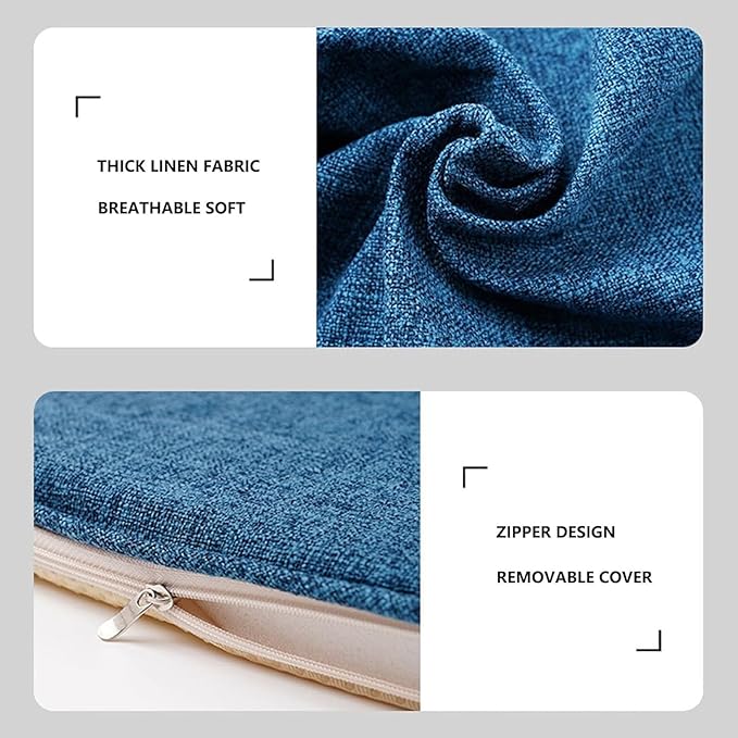 Chair Pads with Ties 18x17, Memory Foam Kitchen Chair Cushions with Ties 18 Inch, Non Slip Chair Pads for Dining Chairs Set of 2 4 6, Seat Cushions Covers Washable and Removable with Zipper,C,4