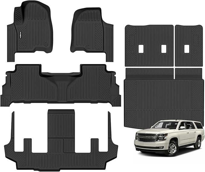 Naibeve Floor Mats for 2025 2026 Chevrolet Suburban/GMC Yukon XL/Cadillac Escalade ESV 7 Seats Bucket Seats - All Weather for Suburban/Yukon XL/Escalade ESV Floor Mats Cargo Mat 3rd Row Backrest Mats