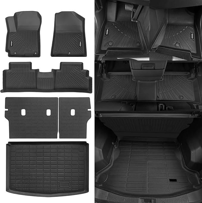 All Weather Floor Mats Fit for Kia Soul 2020-2025(Fit Cargo Floor in Lower Position) Floor Mats & Trunk Mat & Backrest Mat Replacement for Kia Soul Accessories Anti-Slip Floor Liner