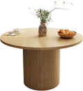 47 Inch Round Dining Table, Farmhouse Fluted Dining Kitchen Table, Modern Wood Small Circle Dining Table for Kitchen Living Room, Natural