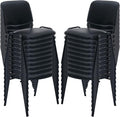 Black Stackable Office Chairs no Arms Set of 20, PU Leather Reception Chairs Ergonomic Conference Desk Chairs Guest Chairs for Waiting Room/Meeting/Events/Hall/Training Room