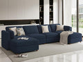CUGOAO 153.4'' Modular Sectional Sofa, Oversized U-Shaped Sectional Couch with Ottoman, Deep Seat Chenille Cloud Couch, Mordern Upholstered Couches for Living Room, Apartment, Office, Blue