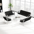 Kinfant Waiting Room Chair- Office Reception Furniture with Armrest and PU Leather Cushion, Office Guest Chair for Waiting Room Airport Hospital Bank Lobby, Black (8 Seat)
