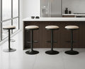 EALSON Modern Swivel Bar Stools Set of 4 Adjustable Counter Height Backless Barstools with Metal Base Leather Upholstered Round Bar Stool Chairs for Kitchen Island/Pub/Breakfast Bar, Beige