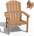 nevilywood Compact Stackable Adirondack Chairs, 26.3" Wide HDPE Outdoor Patio Chairs - Durable, Space-Saving Design for Porch, Lawn or Garden, Teak