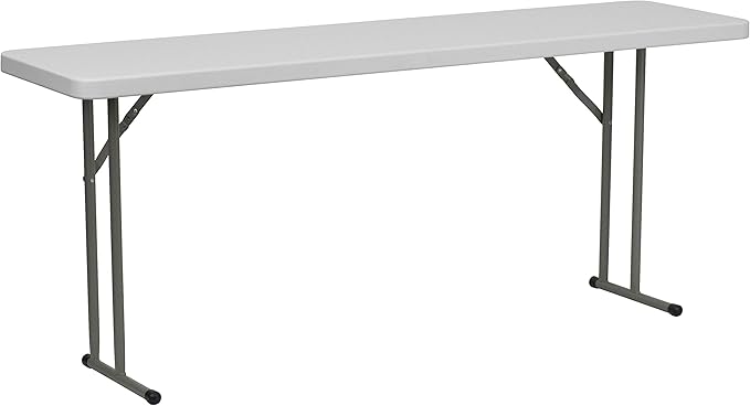 EMMA + OLIVER 6' Rectangular Plastic Folding Table, Long Plastic Foldable Table for Residential Indoor/Outdoor Events, White | Folding, Training and Event