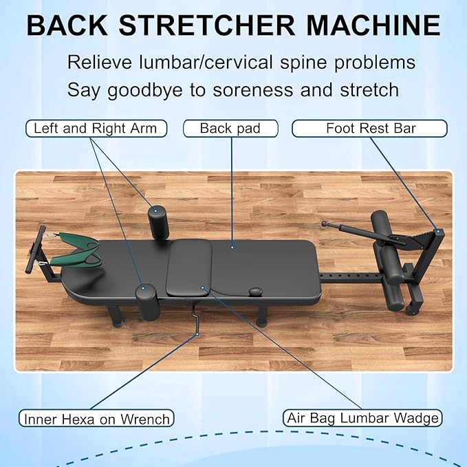 Fitness Full Body Traction Bed, Massage Cervical Traction Table & Lumbar Traction Bed, Stretch Decompression Machine for Tension Relief, Lumbar Stretching