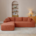 95" Boneless Cloud Sectional Couches for Living Room, Comfy Fluffy L Shaped Memory Foam Deep Seat Boneless Couch, Modular Sectional Sofa with Left Facing Chaise, Orange