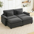 Oprisen 86" Modular Sectional Sofa, Comfy Cloud Couch Sectional Sofa with Ottoman, Velvet Sofa Sleeper Deep Seat Sofa with Throw Pillows for Living Room (Blue Grey)