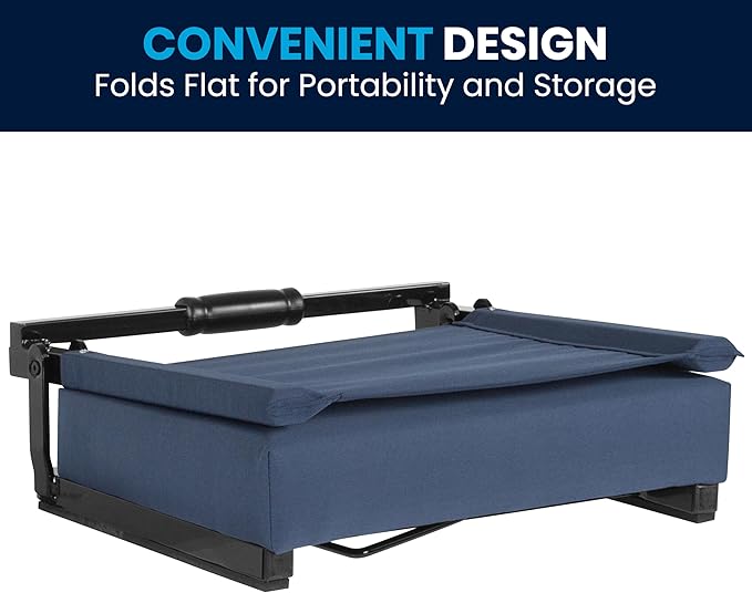 Flash Furniture Grandstand Portable Stadium Seat for Bleachers or Benches, Folding Padded Stadium Chair with Carrying Handle, 500 lb. Weight Capacity, Navy Blue