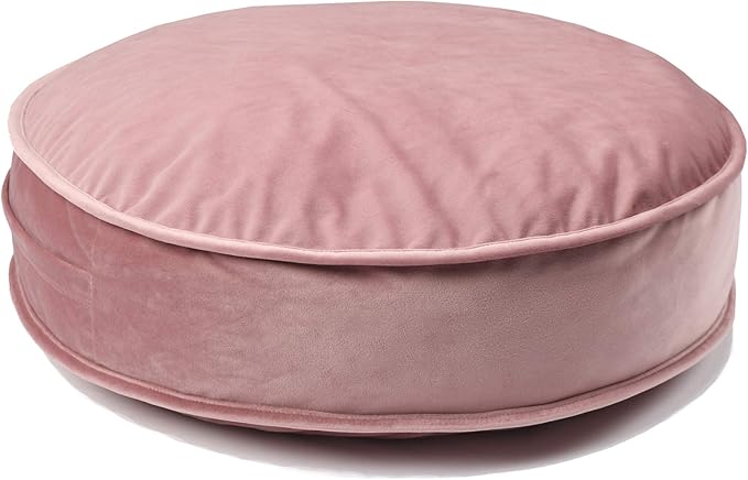 YIUOR Round Floor Pillow Cover Velvet Throw Seating Pouf Yoga Meditation Cushion Plush Case Reading Room Decor Cover Only (19.7IN, Dusty Rose)