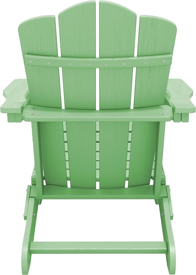 KINGYES Folding Adirondack Chair Set of 8, HDPE All-Weather Folding Adirondack Chair, Light Green
