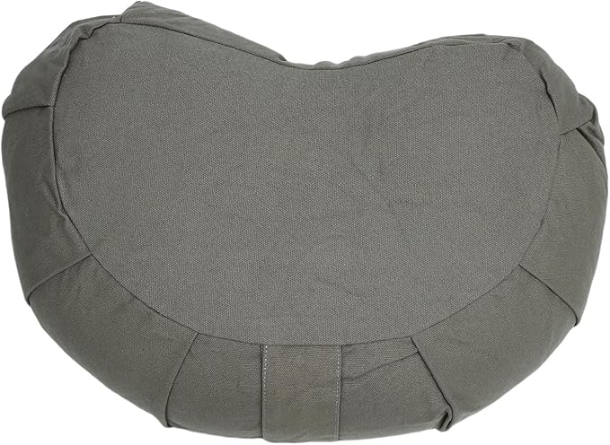 ZJchao Half Moon Meditation Cushion Filled with Buckwheat Hulls and Cotton Cover Yoga Meditation Pillow for Floor Sitting Comfortable Support for Home Office Outdoor Use Size