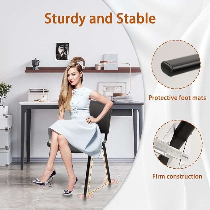 CLATINA Stacking Waiting Room Chairs, PU Leather Armless Office Guest Chair with Metal Frames, Stackable Conference Room Chairs No Wheels for Reception Lobby Side Training School, Black Set of 5