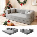79 Inch Convertible Sofa Bed Couch in Box, 5 in 1 Folding Modular Boneless Couch with Pull Out Bed 2 Pillows, Soft Corduroy Floor Futon Lounge Loveseat Sleeper Lazy Cama No Assembly Light Grey