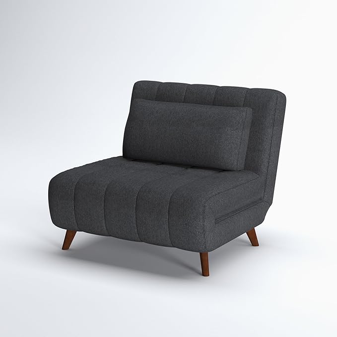Artdeco Home 40" W Convertible Futon Chair with Matching Pillow(s) for Small Space Living Room and Apartment (03 Charcoal)