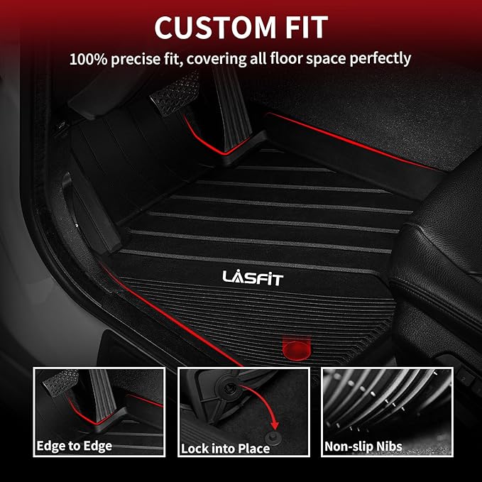 LASFIT Floor Mats & Cargo Mat for 2023 2024 2025 BMW X1 xDrive28i M35i xDrive, Custom Fit TPE All Weather Waterproof Floor Liners Full Set Car Liners, Black