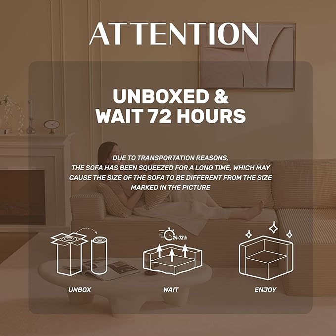 Afuson 107" Boneless Couch with Deep Seat, Modular Sectional Sofa, Cloud Sectional Couch for Living Room, No Assembly Required, Corduroy, L-Shape Left, Camel