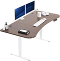VIVO Electric 63 x 32 in Dual Motor Standing Desk, Memory Height Adjustment, 2B Series, Dark Walnut Top White Frame, DESK-KIT-2W1D