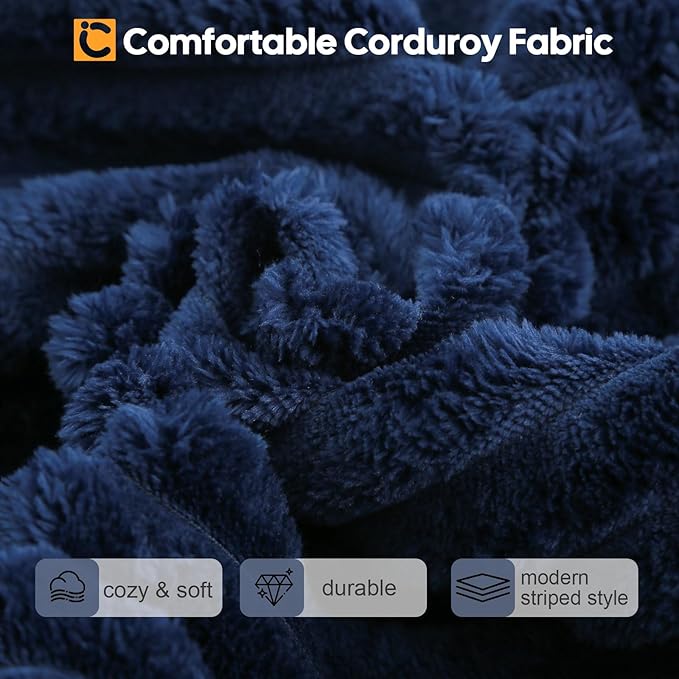 COMAX Futon Sofa Bed, 4-in-1 Floor Foldable Sofa Couch Bed Queen with L-Shaped Armrests, Convertible Folding Chair Bed Sleeper Mattress Fold Out Comfy Lounge for Living Room Bedroom, Faux Fur Navy