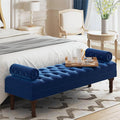 60.2" End of Bed Bench,Large Size Velvet Bench for Bedroom,Upholstered Window Bench with Button-Tufted,Entryway Bench,Storage Bench for Living Room(Blue)