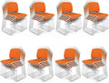 VINGLI Stackable Chairs Set of 40, Stacking Office Chairs with Metal Sled Base, Ergonomic Plastic Padded Seat & Back, Capacity 350lbs, Stacking Chairs for Waiting Room Break Room Banquet Guest, Orange