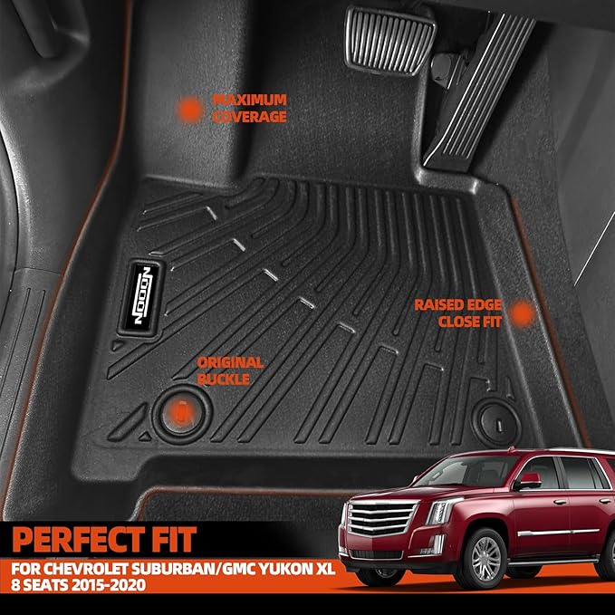 Floor Mats Fit for 2015-2020 Chevrolet Suburban/GMC Yukon XL 8 Seats Bench Seats Floor Mats & Trunk Mat & Backrest Mats Replacement All Weather for Chevrolet Suburban Floor Liner Accessories