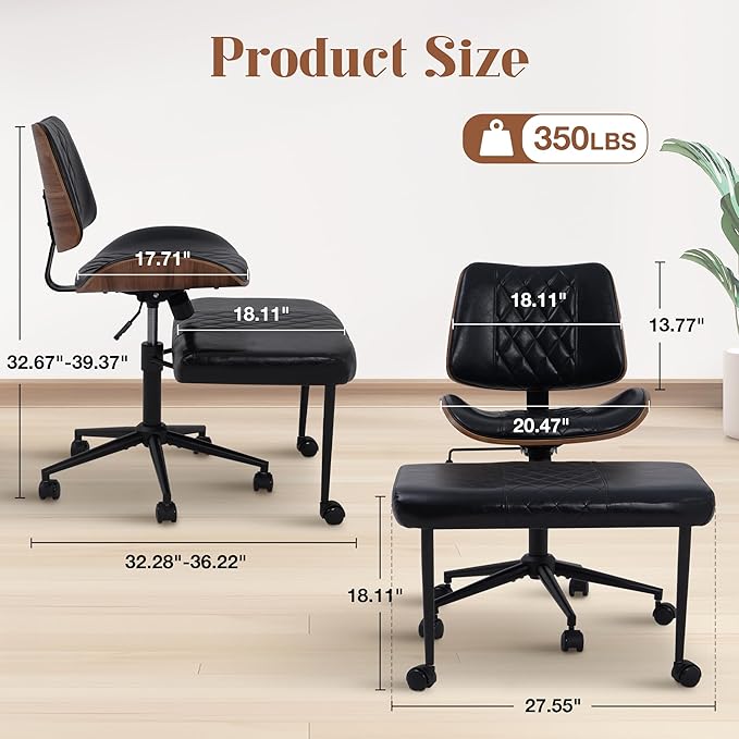 Azaeahom Ergonomic Cross Legged Office Chair with Wheels, Height Adjustable & 360°Swivel for Meditation, Desk & Yoga - Wide Criss Cross Design, Kneeling Chair - Black