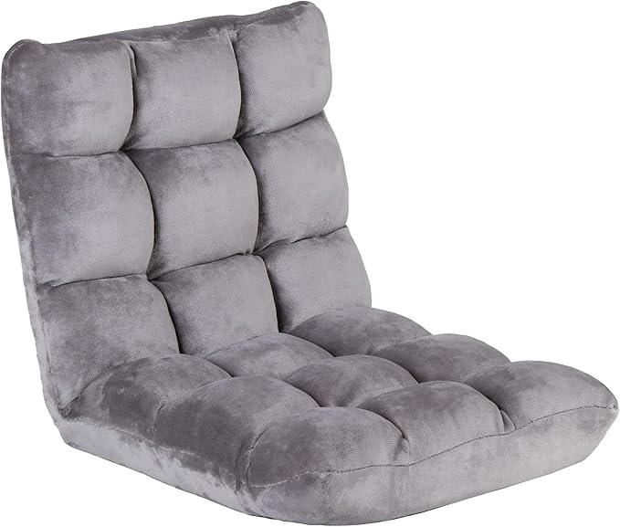Epetlover 14-Position Adjustable Floor Gaming Chair Foldable Memory Foam Armless Sofa Seat Couch Recliner with Comfy Back Support for Working Meditation Reading, Grey