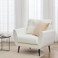 TYBOATLE Accent Chair Comfy Modern Living Room Chair White Leather Reading Accent Chairs Tufted Mid Century Moden Arm Chair Small Salon Chair for Office Bedroom (1, White)