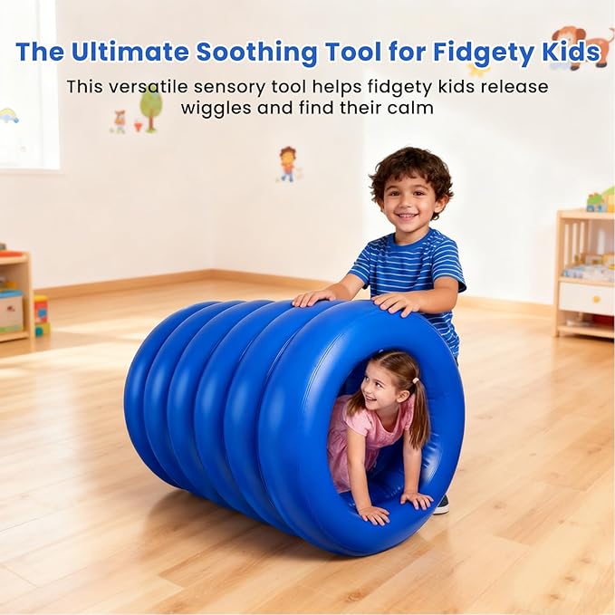 Barrel Roll Sensory Chair for Kids, 2025 Reinforced Calming Vestibular Toy with Deep Pressure, Durable Inflatable Sensory Pod for Autism, ADHD, Perfect for Classroom or Home Use