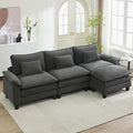 URRED Cloud Couch Modular Sectional Sofa, 122'' Modern L Shaped Deep Seat Sofa with Ottoman & Pillows, Ultra Comfy Velvet Couches for Living Room, Bedroom or Apartment, Dark Gray