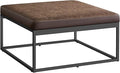 SONGMICS Home LUIZ Collection - Ottoman, Square Coffee Table, Footstool, Reversible Top, Padded Seat, Side Table, Minimalist, Steel Frame, Max. Load 660 lb, for Living Room, Walnut Brown ULOM077K01