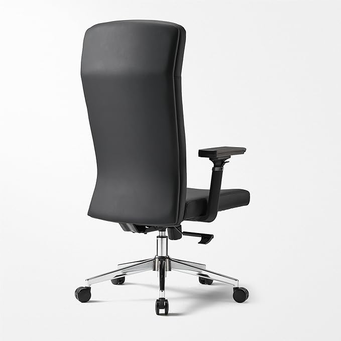 EUREKA ERGONOMIC Eris High Back Leather Desk Chair, Executive Computer Chair with Adjustable 4D Armrests and Large Headrest, Ergonomic Lumbar Support for Home Office, Black