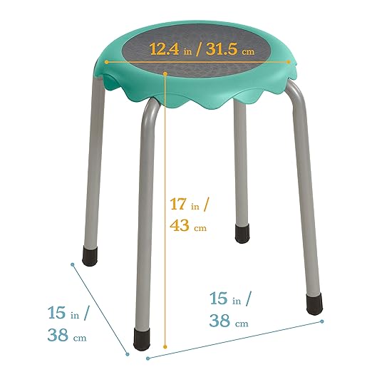ECR4Kids Daisy Stackable Stool Set, Flexible Seating, Seafoam, 8-Piece