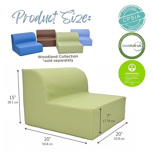 Children's Factory Library Lounger, Flexible Seating Classroom Furniture, Comfy Kids Chairs, Fern, Single Lounger