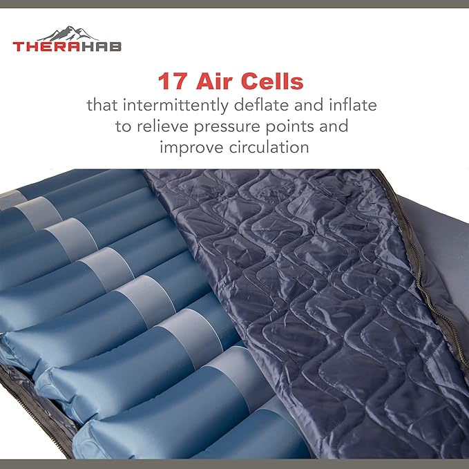 Therahab 5” Alternating Air Pressure Mattress with Electric Pump for Stage 3 Pressure Sores, Bed Sores, Hospital Bed Mattress Topper