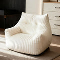 Fuzzy Bean Bag Chairs for Adults with Armrests & Back Support, Oversized Fireside Chair Alternative, Plush Floor Sofa Bed for Living Room, Bedroom, Dorm, Lounge, Gaming White