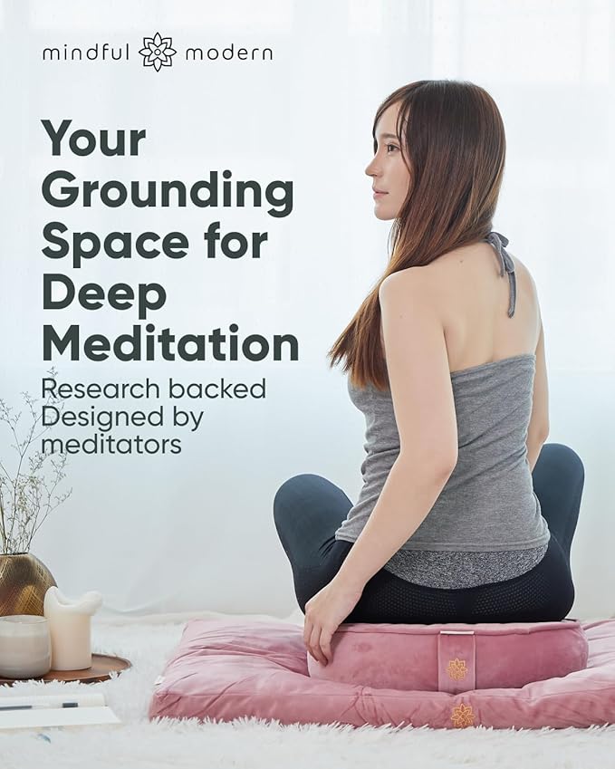 Mindful & Modern Zabuton Meditation Mat - Cotton Filled Yoga and Meditation Pad - Zabuton Meditation Cushion for Kneeling and Sitting Support - Large Rectangular Sitting Floor Pillow for Bench or Zafu