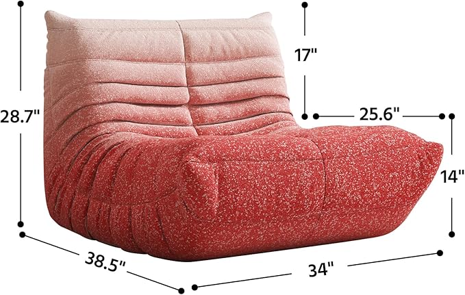 Bean Bag Chair, Fireside Chair, Large Bean Bag Chair for Adults, Bean Bag Chairs for Teens with High-Resilience Foam, Non-Slip Base Floor Lounge Sofa,Living Room (Gradient White-Pink, Single)
