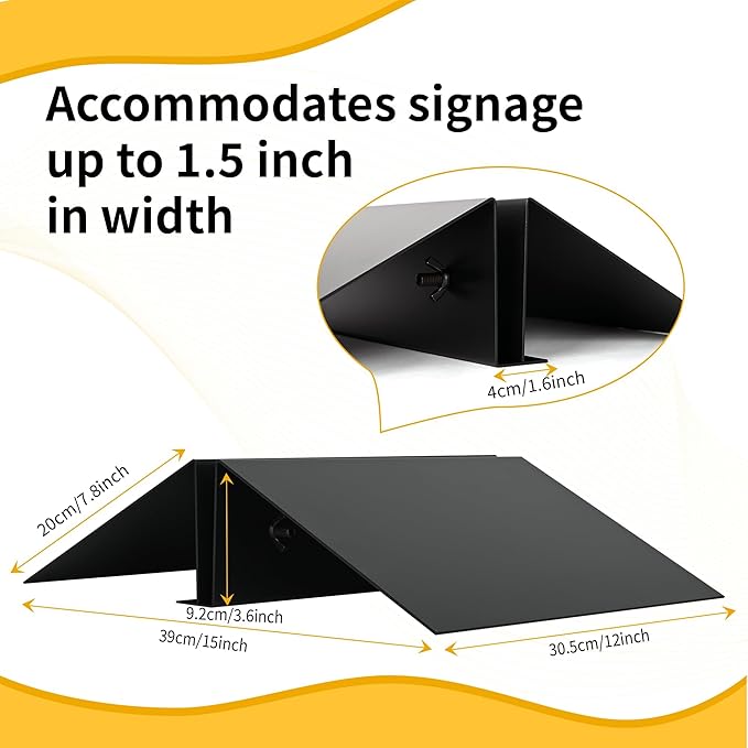Inracity 2 Pcs Metal Floor Stand Sign Holder Base, 12" Wide M Mount Holder, Up to 72" Tall Graphic Display Floor Stand, Fit for Composite, Foam Board, Acrylic Glass Sign, Base Only, (12 inches)