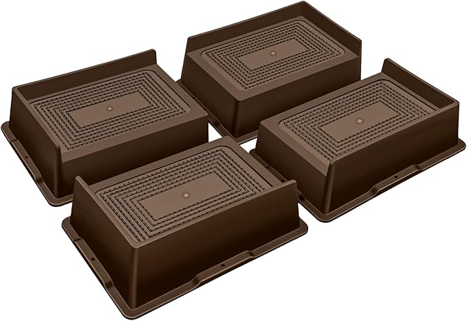 ANNKUT Bed Risers 2 Inch Heavy Duty,Oversized Couch Risers, Extra Wide Furniture Risers for Sofa Table Desk Headboard Chair Lifting,Rectangle Risering Blocks Support 6000 lbs(4 Pack Brown)
