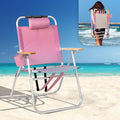 VINGLI Aluminum Backpack Beach Chair – Tall Beach Chairs for Adults, Portable with Adjustable Straps, 3-Position Reclining, Cup Holder, High Lightweight Beach Chairs for Beach (Pink, 17" High)