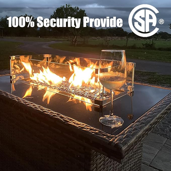 LayinSun 13 Pieces Patio Furniture Set with Fire Pit Table, Black Rattan Modular Sectional Patio Conversation Sofa Set