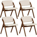 GOFLAME Folding Dining Chairs Set of 4, Upholstered Kitchen Chairs with Padded Seat & Backrest, Modern Side Chairs with Rubber Wood Legs for Home Office Events, Wedding, No Assembly Needed, Walnut