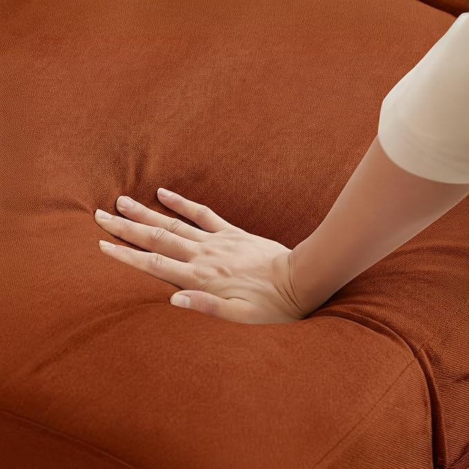 125" L-Shaped Sectional Sofa with Soft Cushion, Cloud-Style Deep Seat Couch for Living Room, for Apartment & Family Room - Modern Oversized, Orange - EDENLAND Signature