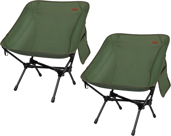 TOBTOS 2 Pack Ultralight Camping Chair, Portable Folding Backpacking Chair, Compact Camping Chair with Carry Bag for Outdoor Camp Hiking Backpack Travel (Green)