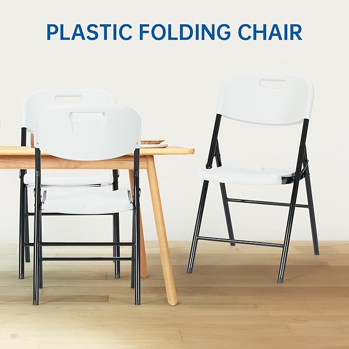Winlice 70 Pack Thicker 800 LBS White Folding Chairs, Commercial Grade Folding Chair, Foldable Chairs for Events